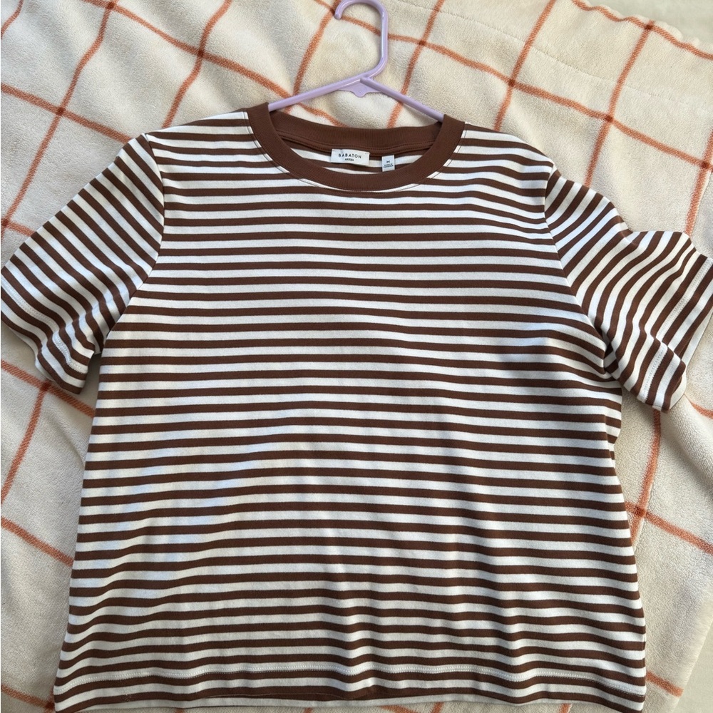 Aritzia Brown and White Striped